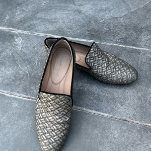 Donald J. Pliner Black and Gray Woven Loafers